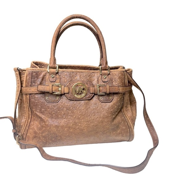 Michael Kors Hudson Ostrich Leather Crossbody
Satchel Handbag‎ - Picture 1 of 7